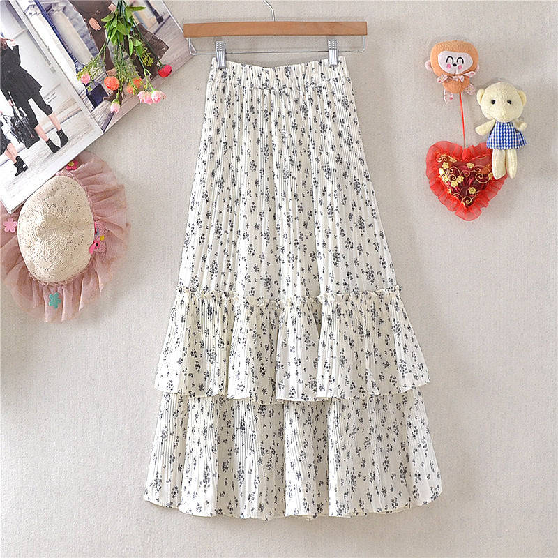 Little Daisy Mid-Length Floral Chiffon Skirt