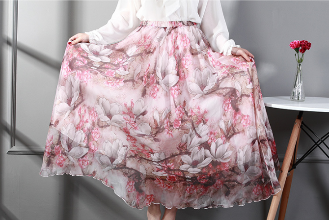 Bohemian Half-Length Printed Chiffon Beach Skirt