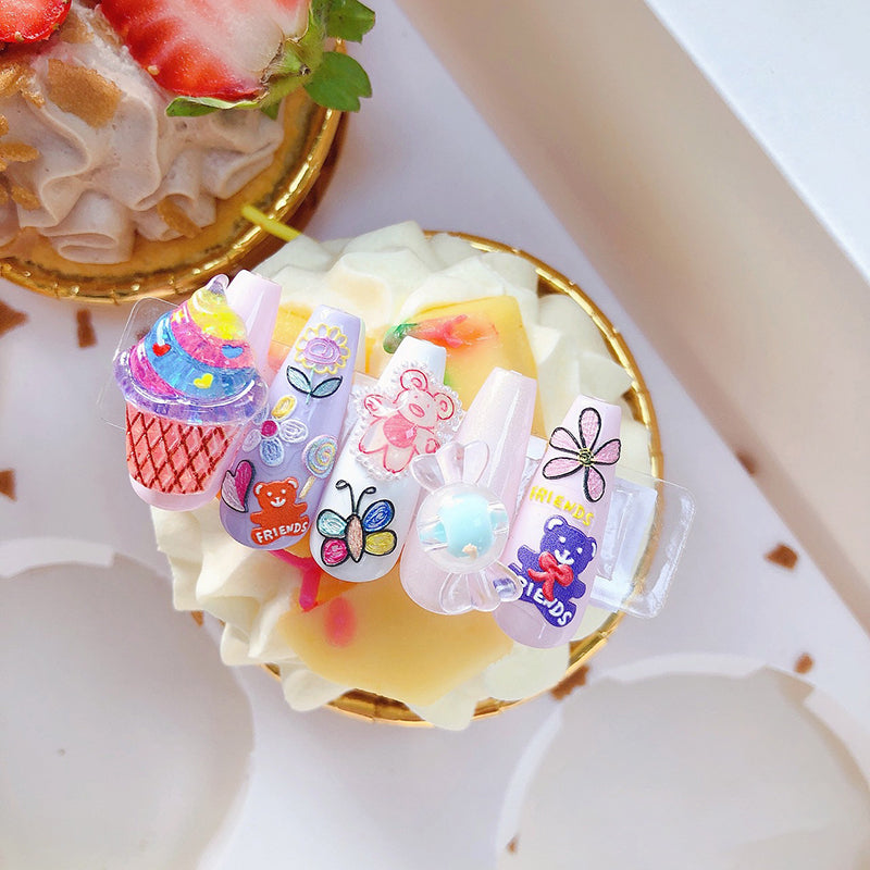 Cute 5D Adhesive Embossed Nail Art Stickers