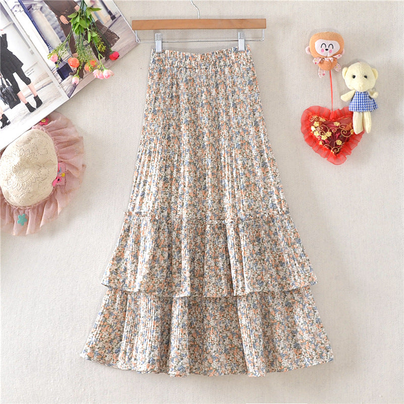 Little Daisy Mid-Length Floral Chiffon Skirt