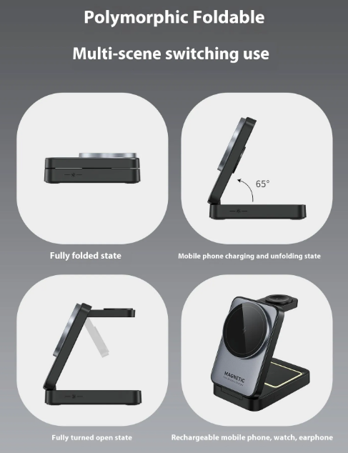 Foldable 3-in-1 Magnetic Wireless Charger