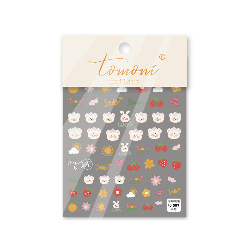 Cute 5D Adhesive Embossed Nail Art Stickers