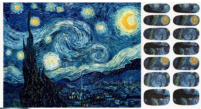 Van Gogh Starry Night Nail Art Stickers (14 Pcs)
