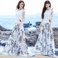 Bohemian Chiffon Long Skirt for Summer Beach Vacation